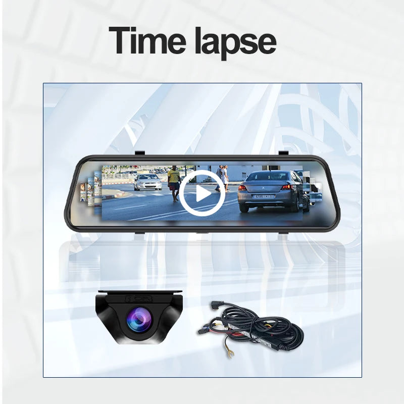 10 Inch 4K Mirror Dash Cam with Android Auto GPS