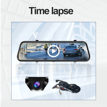 10 Inch 4K Mirror Dash Cam with Android Auto GPS
