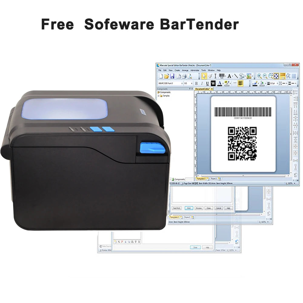 Portable 20-80mm Bluetooth Thermal Barcode Printer