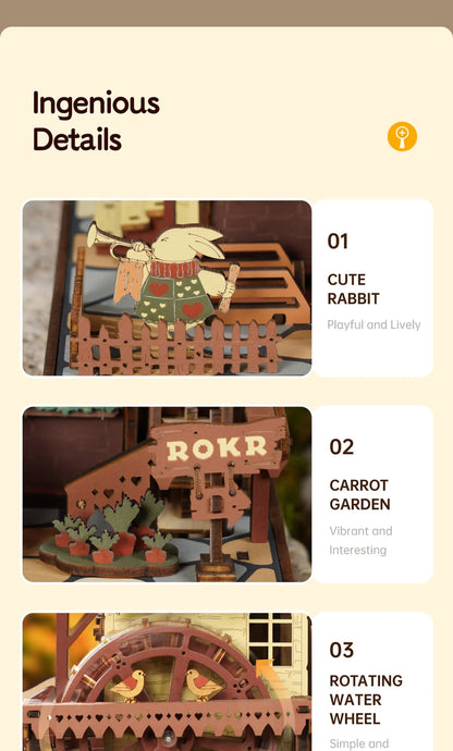 Wooden 3D Cuckoo Clock Puzzle with Moving Mechanism
