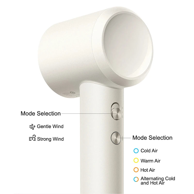 Portable Ionic Hair Dryer with Intelligent Heat Control White
