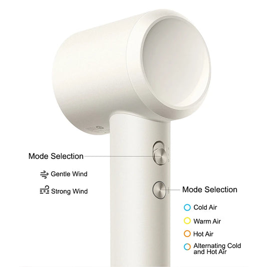 Portable Ionic Hair Dryer with Intelligent Heat Control White