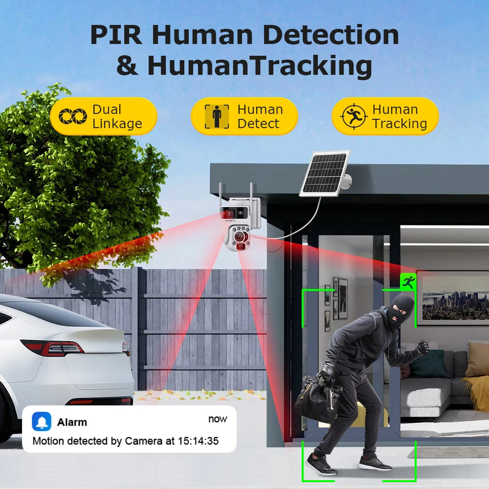 4G Security Camera Human Tracking 128GB