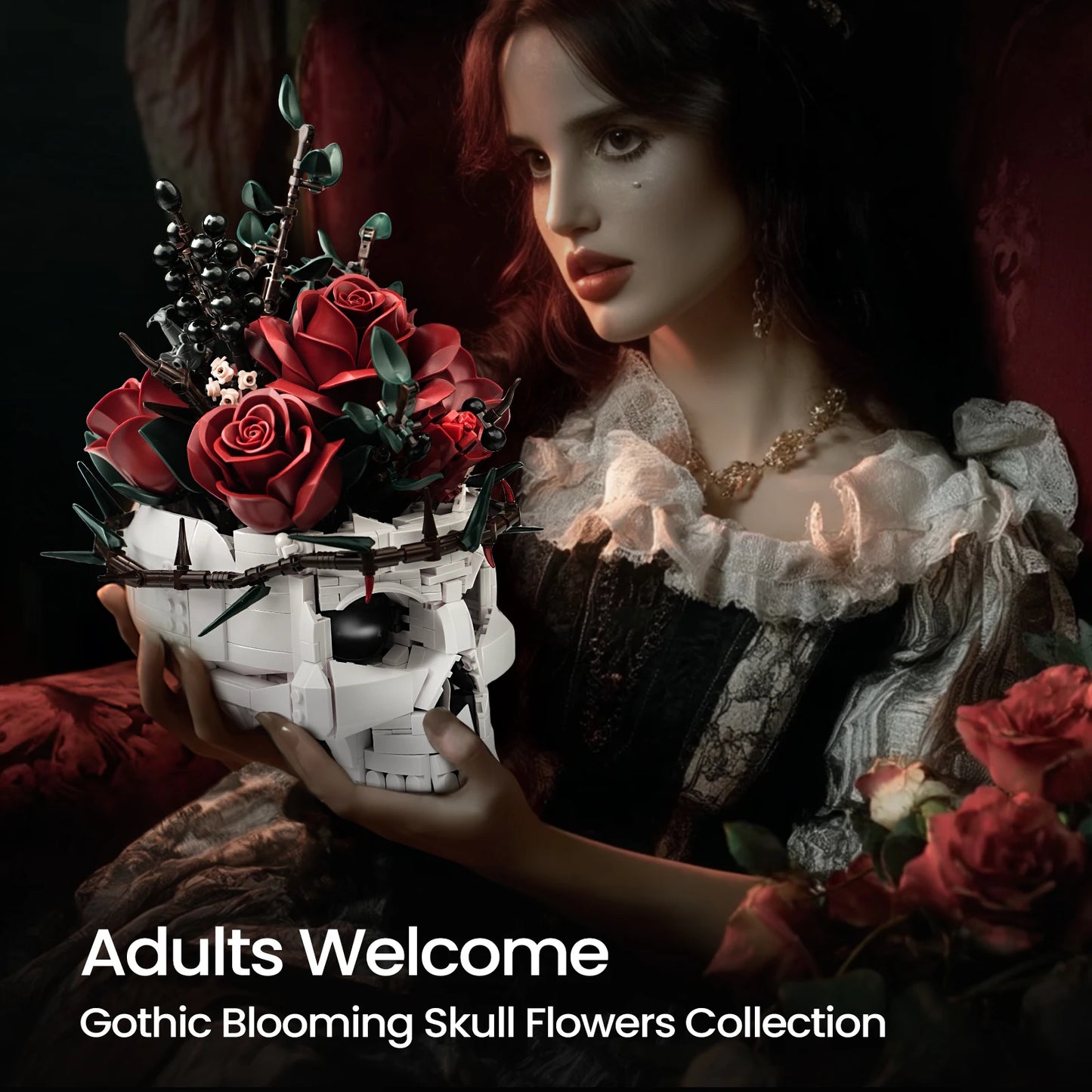 Skeleton Flower Pot Brick Kit Horror Gothic Home Display
