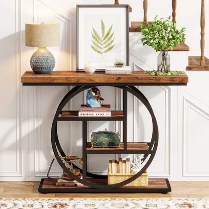 4-Tier Industrial Console Table 41" Black