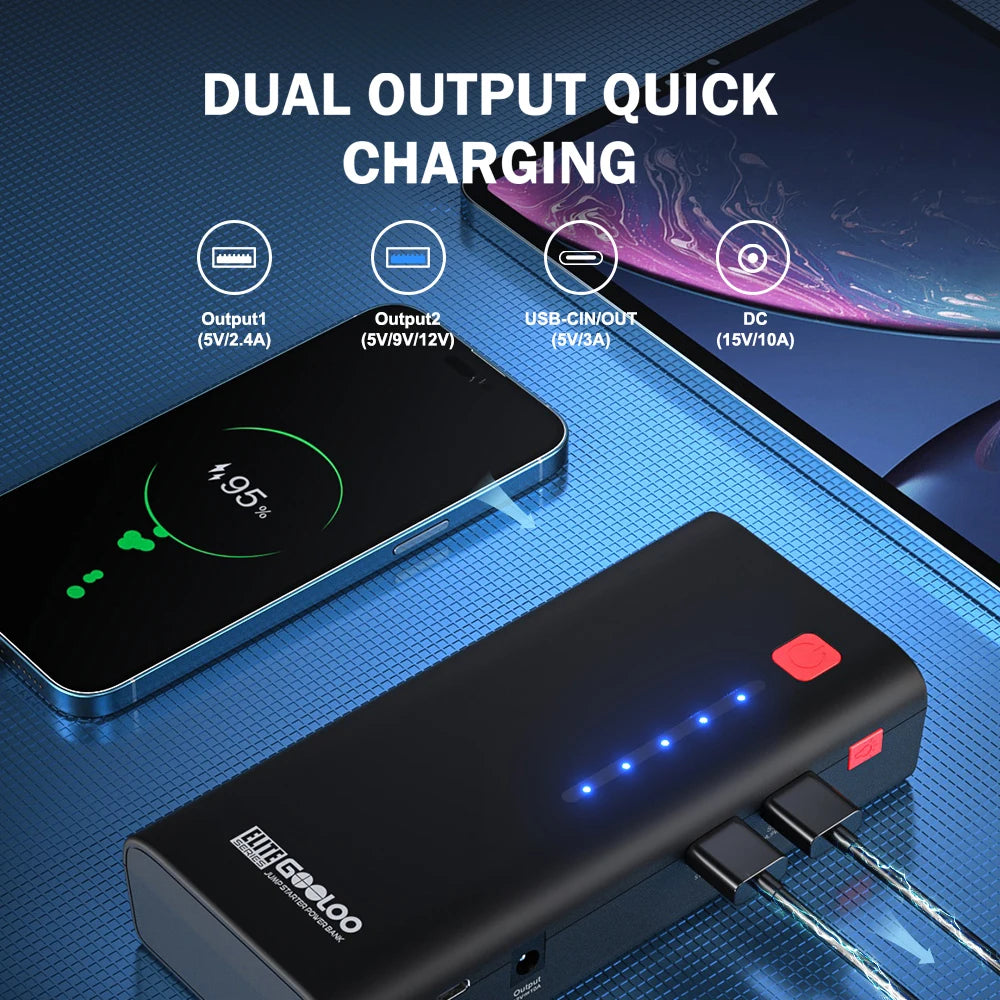 12V Car Jump Starter 2000A Portable Battery Booster