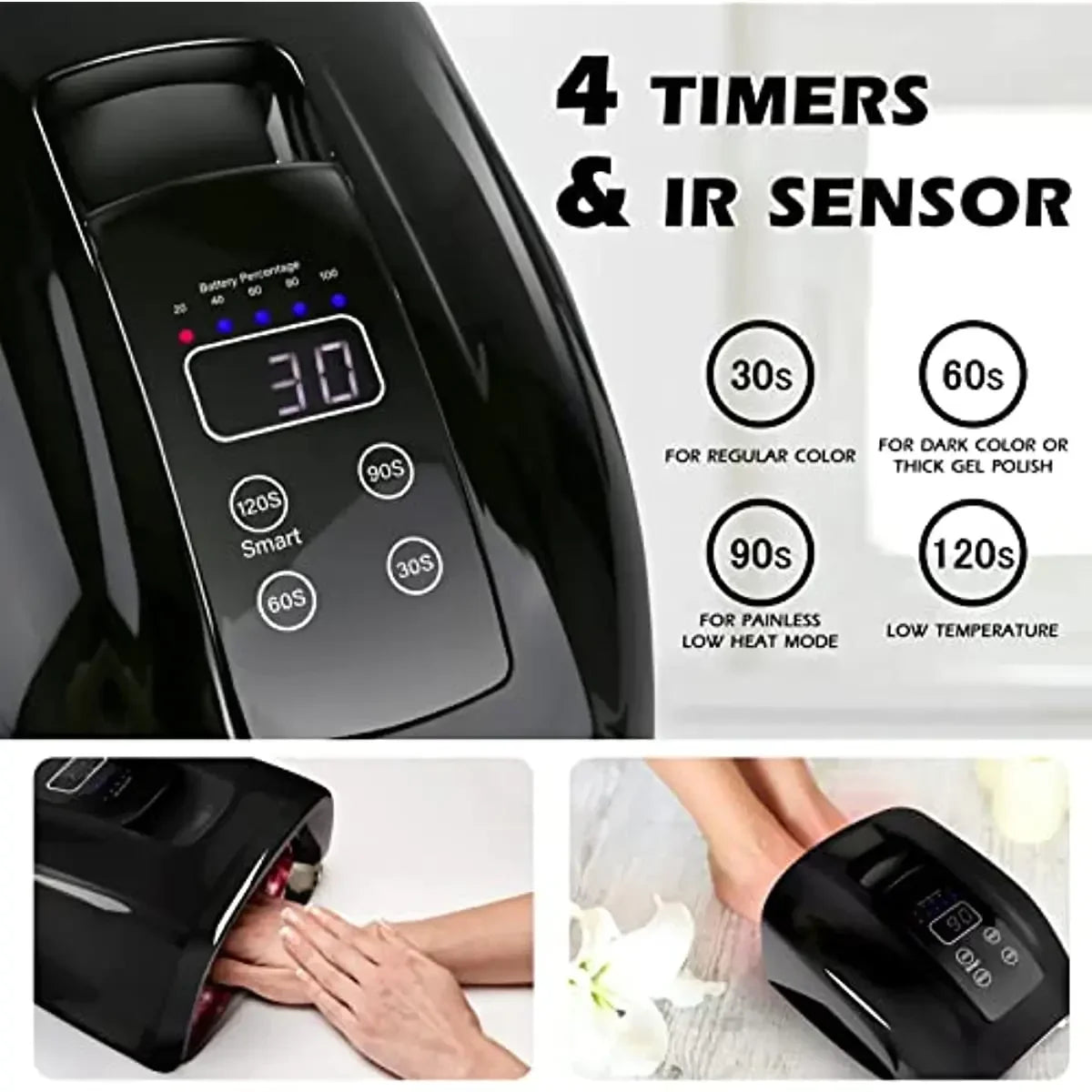 90W Rechargeable Cordless UV LED Nail Lamp