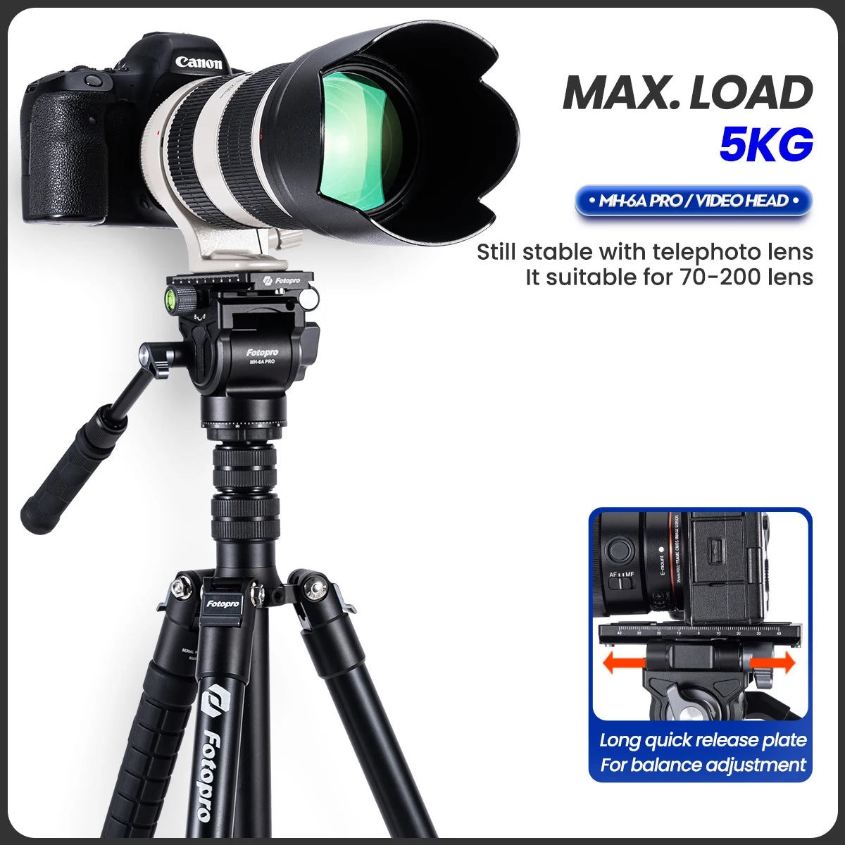 Professional Fluid Video Tripod Head 5kg Pan Tilt