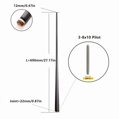 Professional Low Deflection 8x10 Cue Shaft