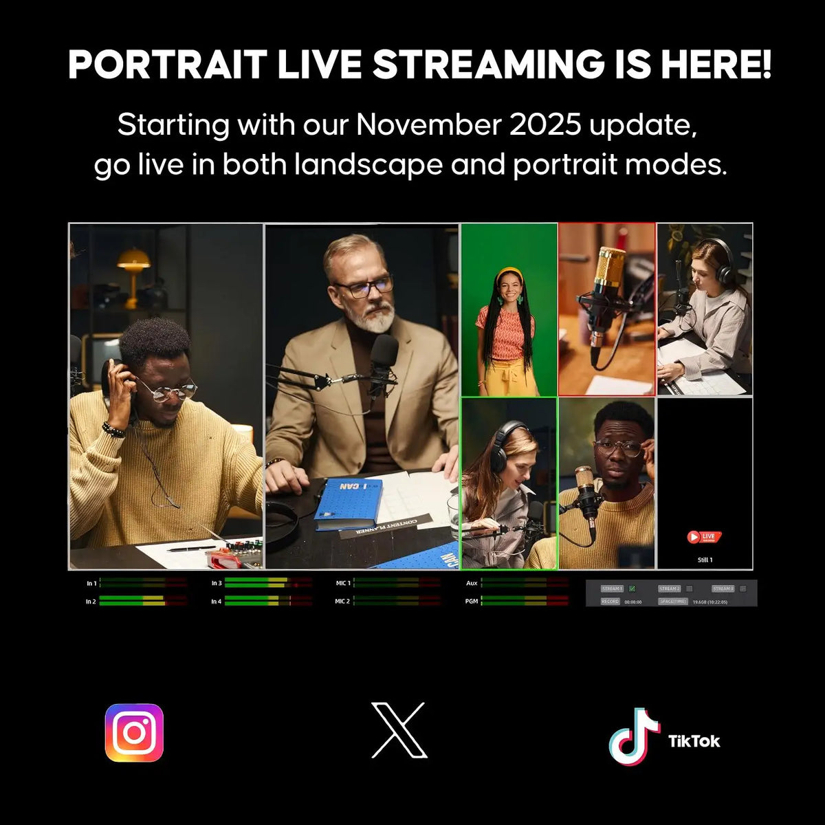 HDMI SDI Multi-Camera Video Mixer for Live Broadcasts