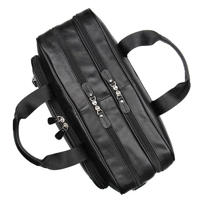 Men’s Black Leather Business Bag for 17" Laptop