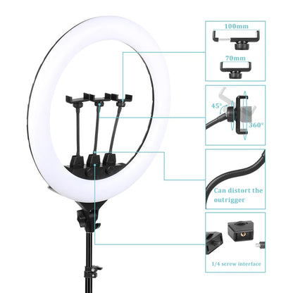 22-Inch LED Ring Light with Adjustable Brightness and Color