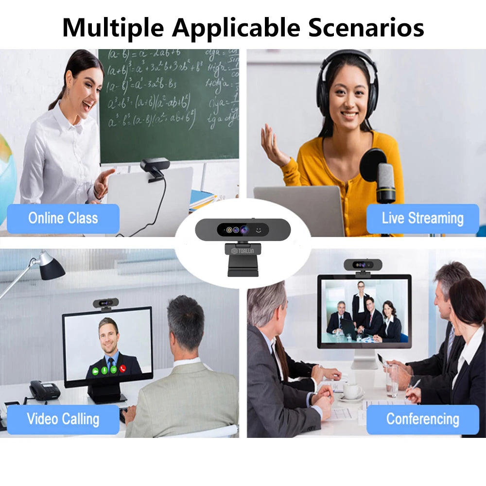 2K Webcam with IR Facial Recognition for PC