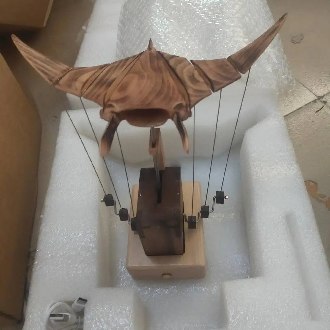 Unique Kinetic Wooden Manta Ray Desk Decoration Gift