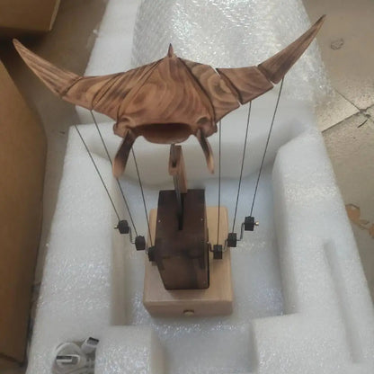 Unique Kinetic Wooden Manta Ray Desk Decoration Gift