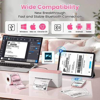 Compact Black Bluetooth Thermal Label Printer for Small Business