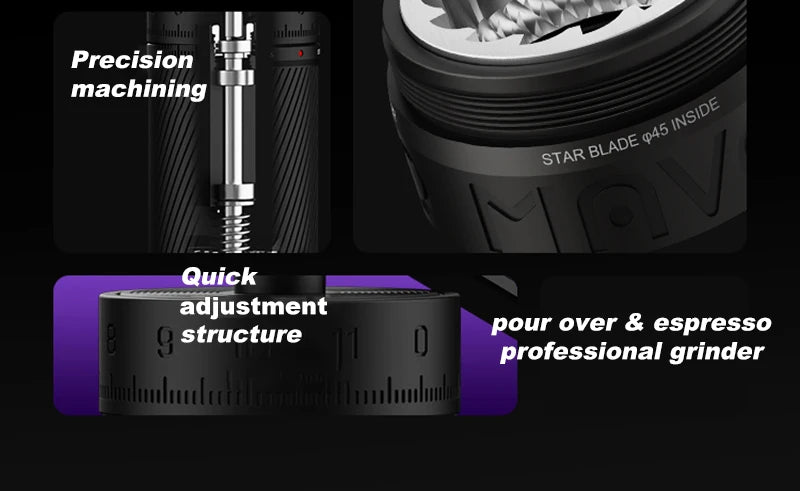Precision Manual Coffee Grinder with 45mm Burr and 120 Clicks