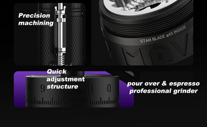 Precision Manual Coffee Grinder with 45mm Burr and 120 Clicks