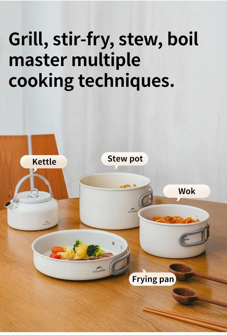 Portable Non-Stick Camping Cookware Set 4-7 Person