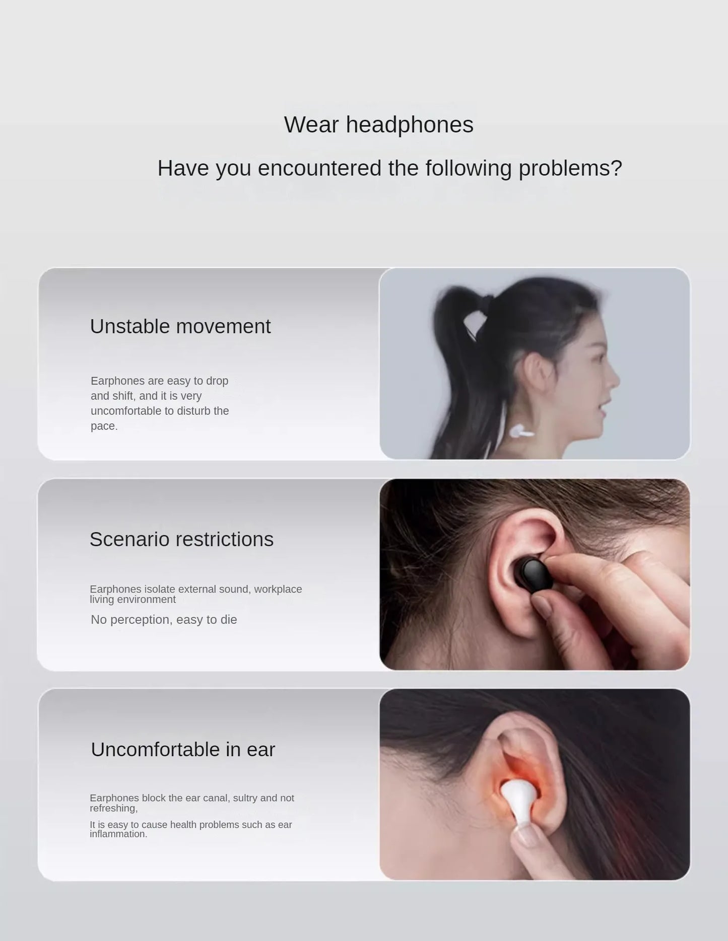 Wireless Blue Open-Ear Headphones for Running & Gym