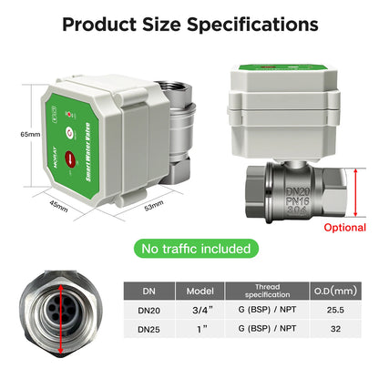 Smart WiFi Water Valve Meter with Remote Flow Monitor