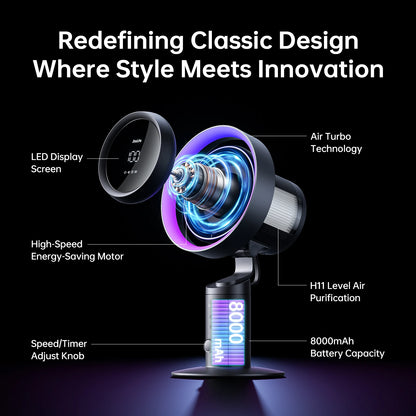 Rechargeable Turbo Oscillating Fan with 100 Speeds and HEPA Filter