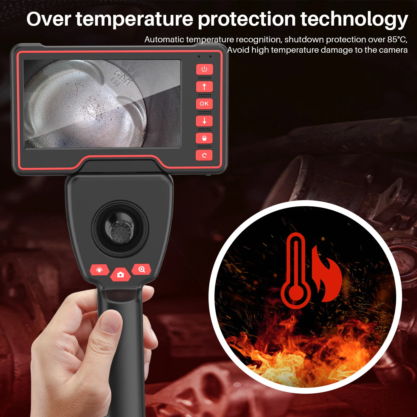6mm Borescope 2m Cable 5 Inch LCD Inspection Camera