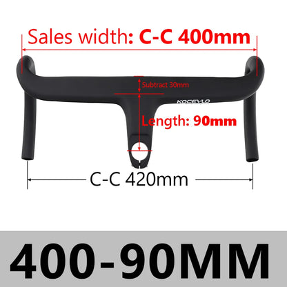 Carbon Fiber Road Bike Handlebar with Stem 400x90mm