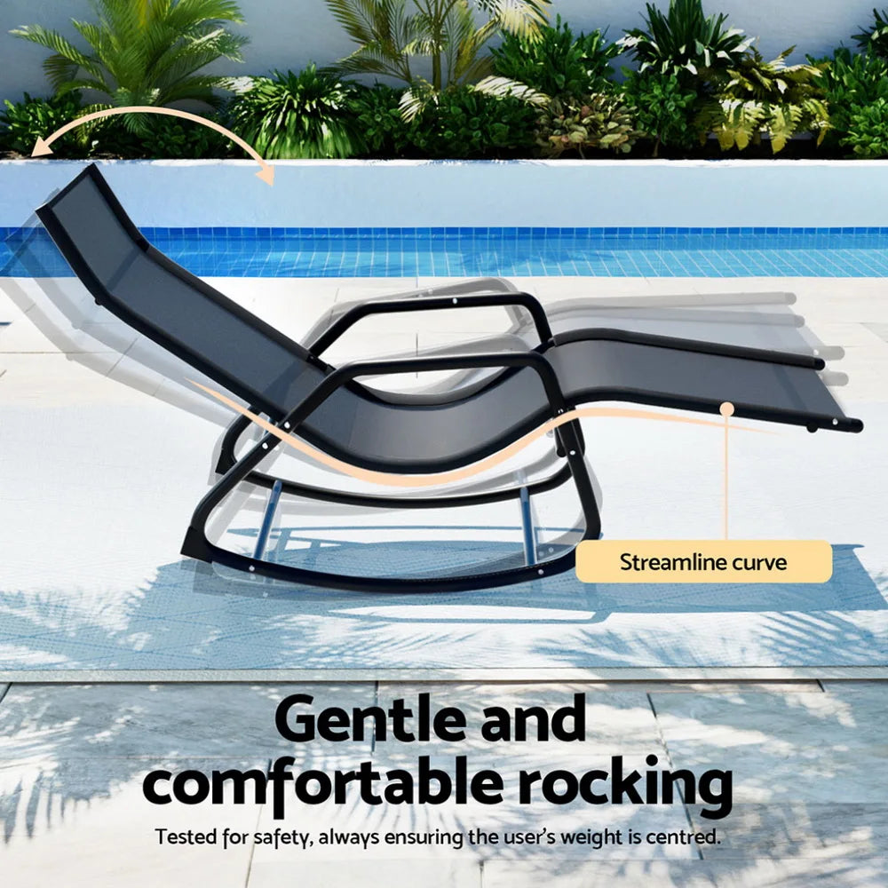 Poolside Wicker Lounger Chair with Rocking Feature