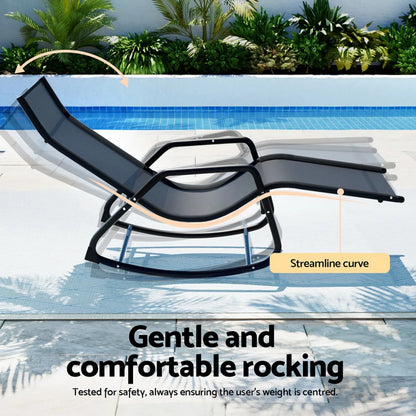 Poolside Wicker Lounger Chair with Rocking Feature