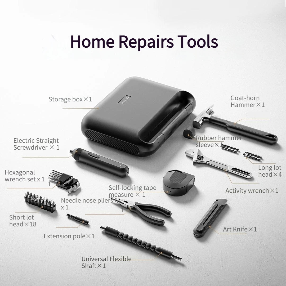 Home DIY Hand Tool Kit Screwdriver Wrench and Tape Measure
