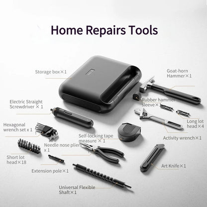 Home DIY Hand Tool Kit Screwdriver Wrench and Tape Measure