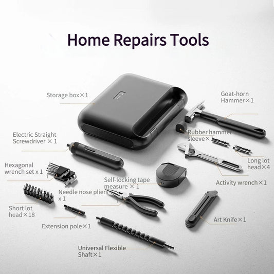 Home DIY Hand Tool Kit Screwdriver Wrench and Tape Measure