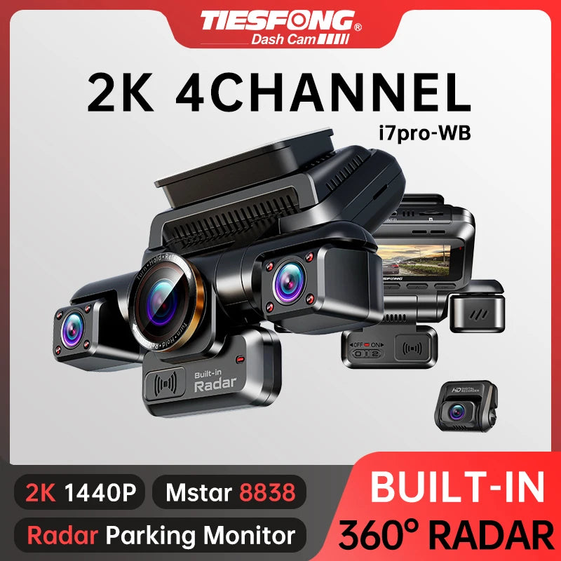 360° 4 Channel 4K Dash Cam with GPS 64GB
