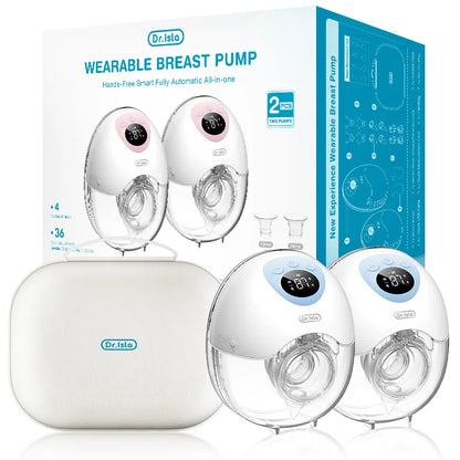 2PCS Wearable Electric Breast Pump Silent Hands Free Sky Blue