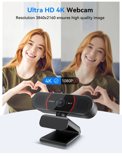 4K Streaming USB Webcam with Autofocus and Dual Microphones