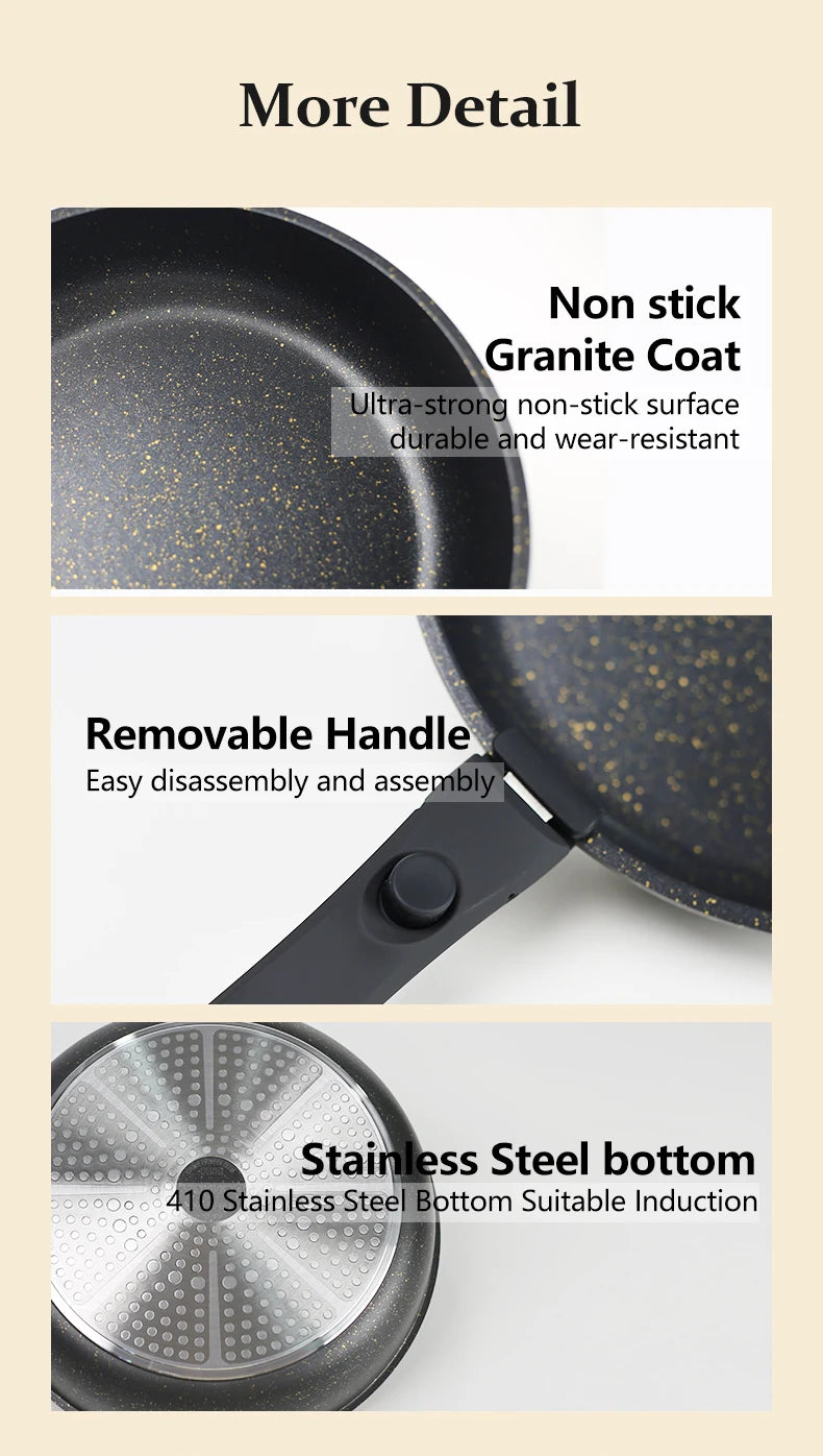 17 Piece Non Stick Cookware Set Removable Handle