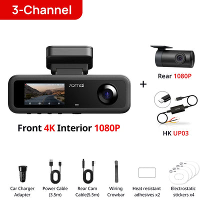 3-Channel 4K Dash Camera with 512GB U3 Card