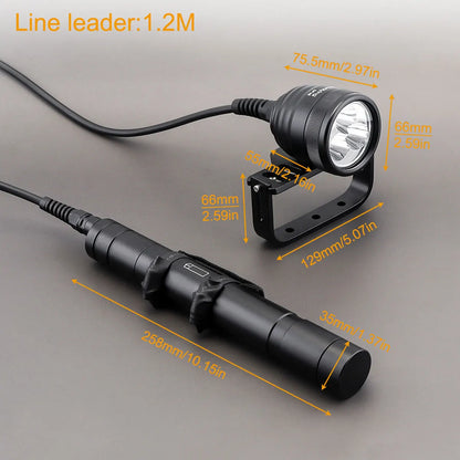 3000LM Underwater Diving Flashlight 1.2M Line