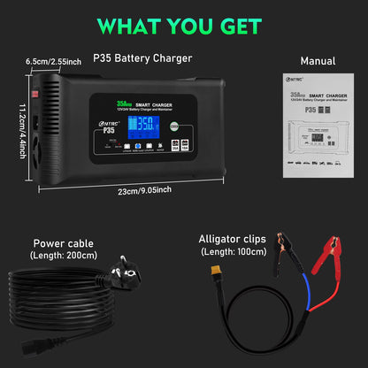 35A Smart Car Battery Charger 12V 24V LCD