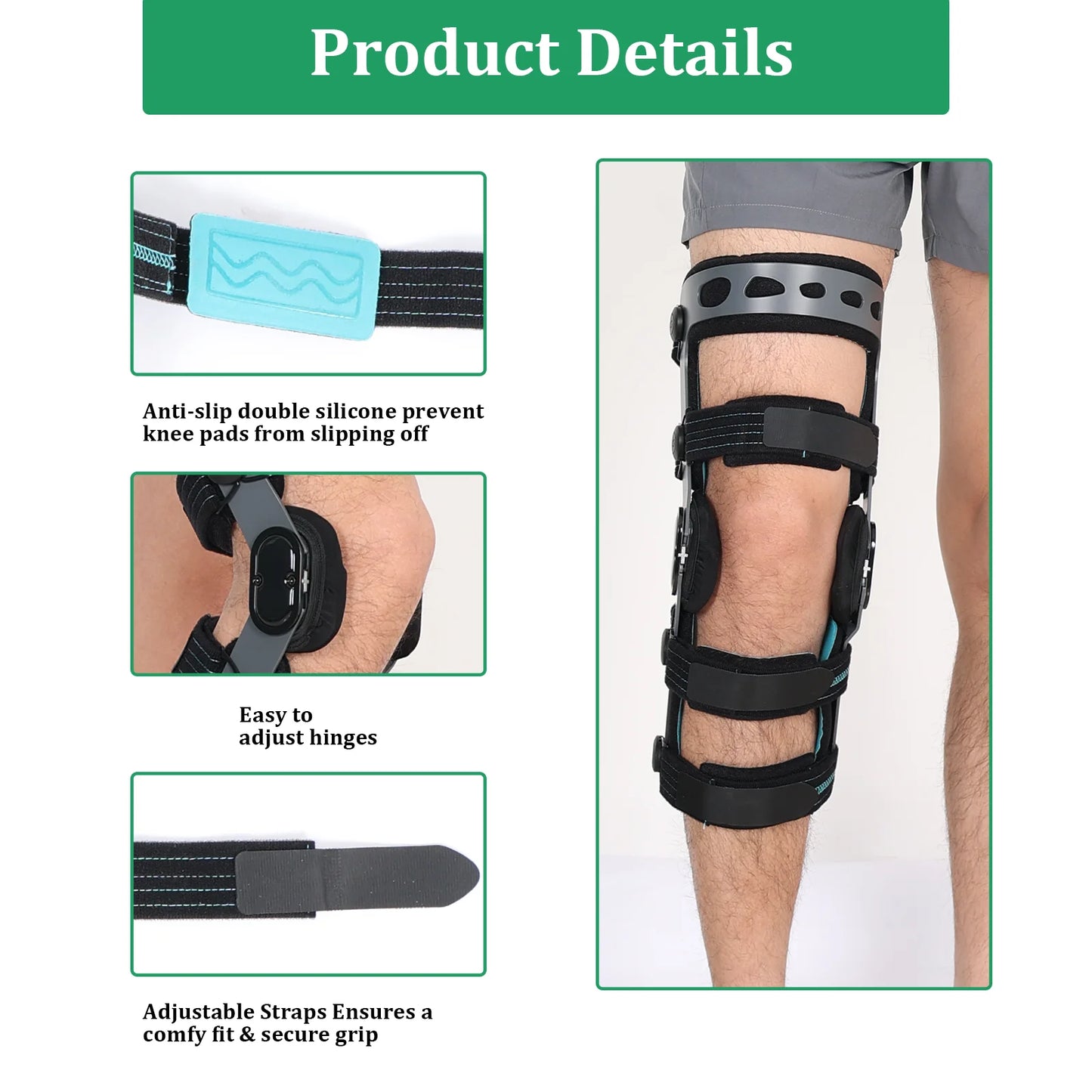 Black Left Hinged Knee Brace Size M
