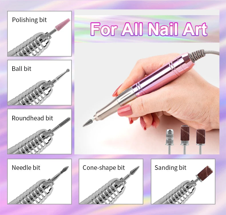 Rechargeable Rose Gold Nail Drill Wireless 35K RPM