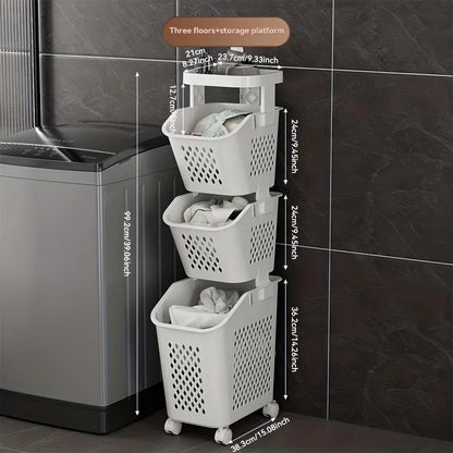 Portable Rolling Storage Basket for Clothes and Sundries
