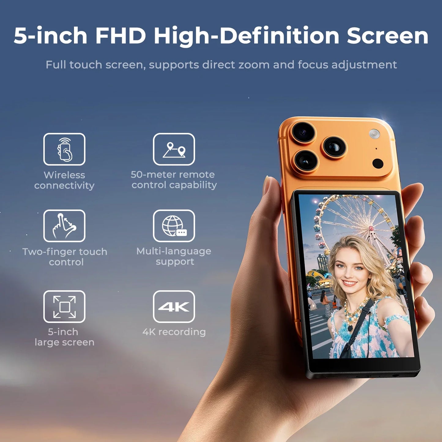 Wireless Magnetic Phone Monitor 1080p Vlog Screen