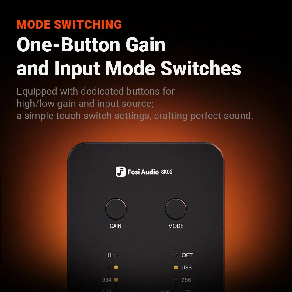 Portable USB Audio Amplifier with DAC and Headphone Amp Orange