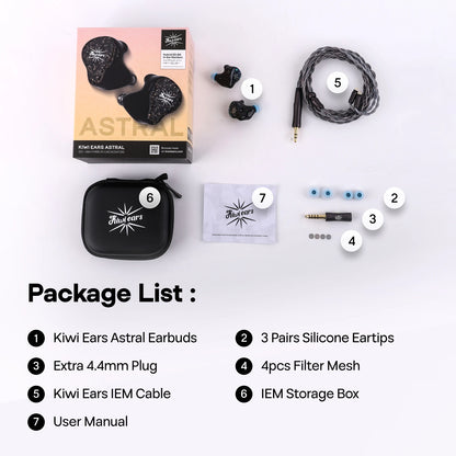 Hybrid IEM Earphones 1DD 6BA HiFi Wired Blue