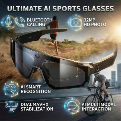 Smart HD Camera Cycling Sunglasses Anti Shake Black