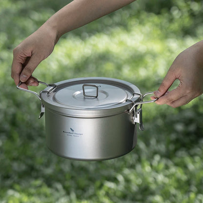 Portable Titanium Camping Pot 2L Rice Soup Cooker