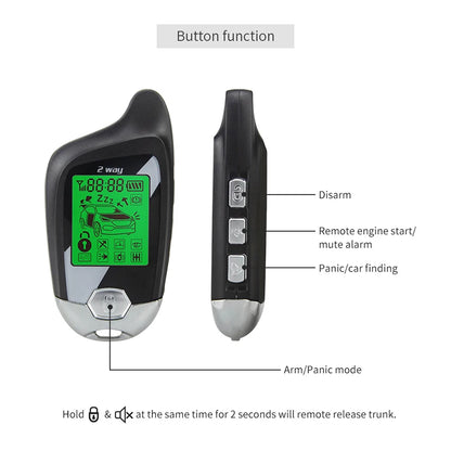 2-Way Car Alarm System with LCD Remote Starter