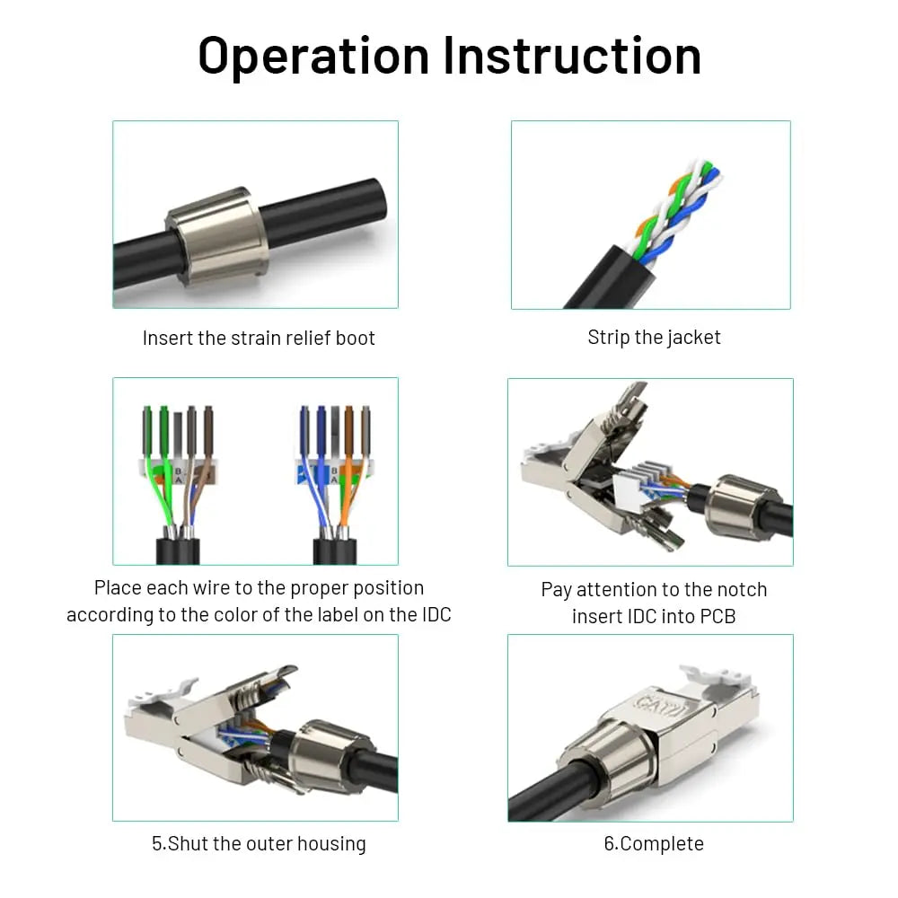 RJ45 Ethernet Connector Toolless Cat8 Plug
